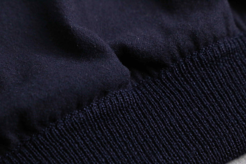 navy knit × wool combi bomber design jacket