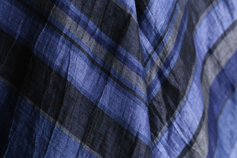 blue stripe linen long shirt jacket
