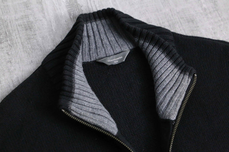 black cotton zip knit
