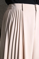 blush pink pleated drape wide pants