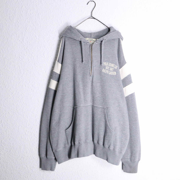 "POLO JEANS CO" White line half zip hoodie