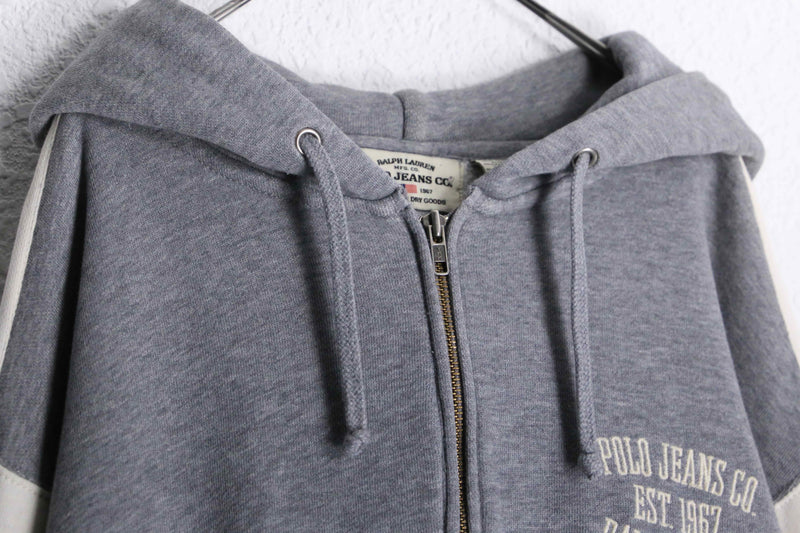 "POLO JEANS CO" White line half zip hoodie