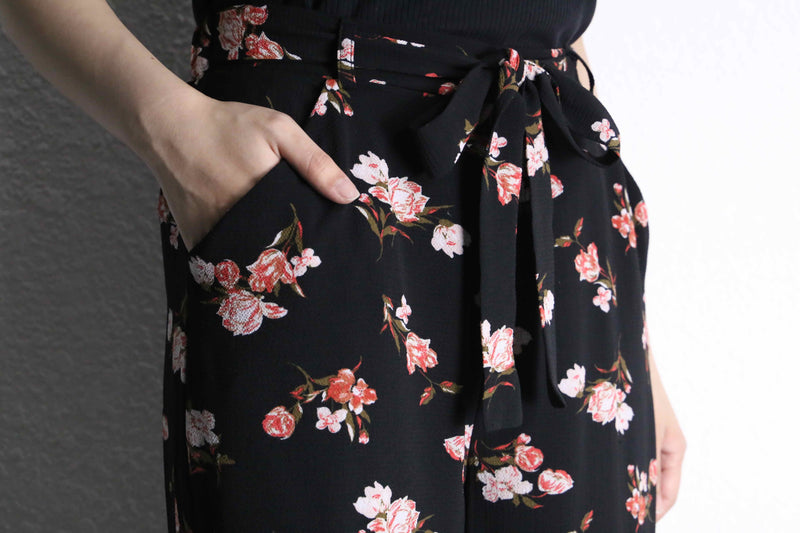 flower pattern cropped easy pants