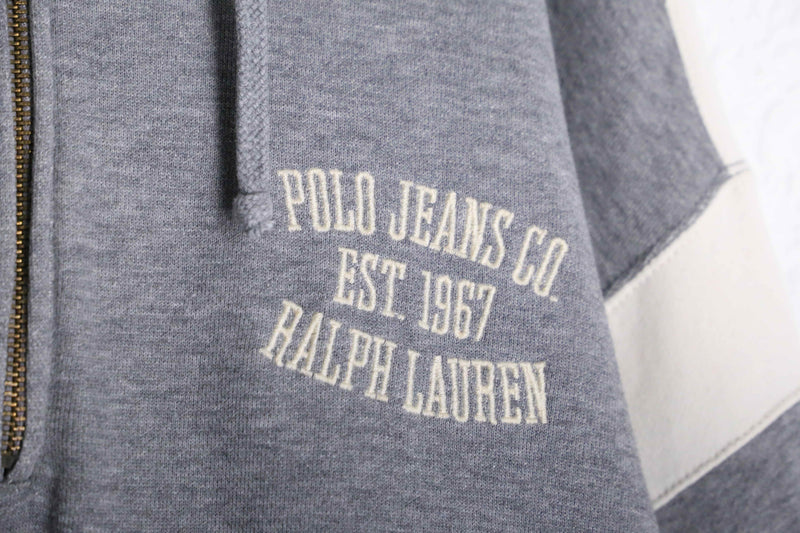 "POLO JEANS CO" White line half zip hoodie