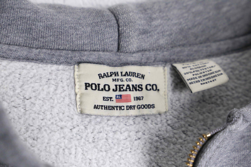 "POLO JEANS CO" White line half zip hoodie