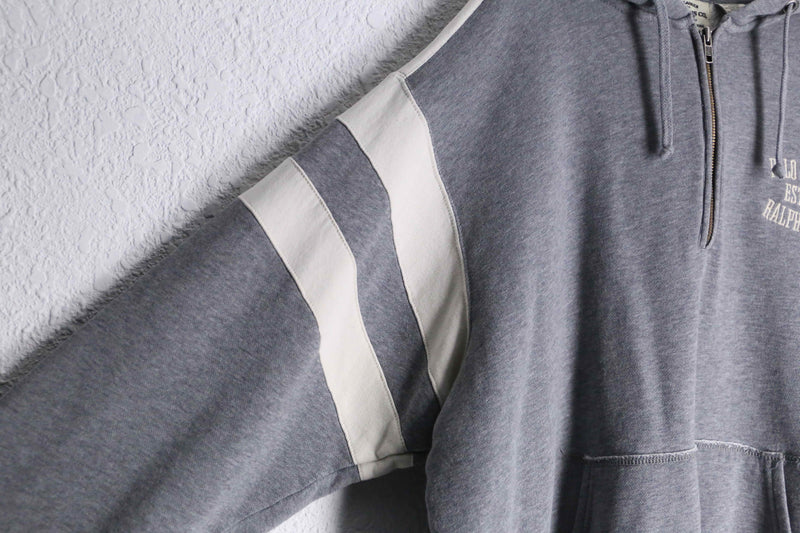 "POLO JEANS CO" White line half zip hoodie