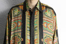 glittering total pattern silk shirt