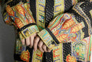 glittering total pattern silk shirt