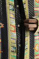 glittering total pattern silk shirt