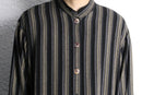 stripe collarless rayon L/S shirt