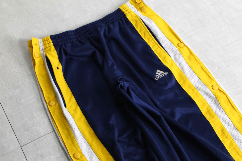 "adidas" navy×yellow side snap track pants