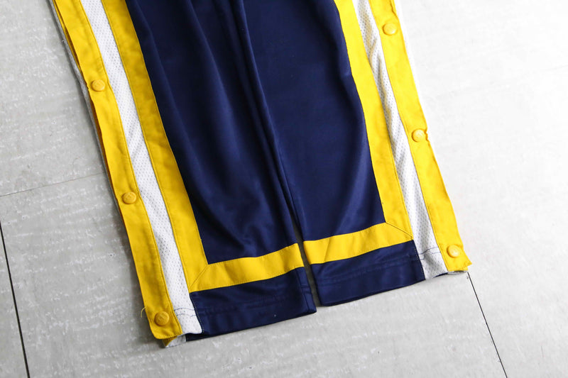 "adidas" navy×yellow side snap track pants