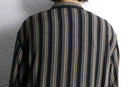 stripe collarless rayon L/S shirt