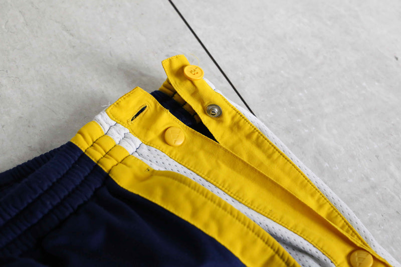 "adidas" navy×yellow side snap track pants