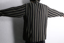 stripe collarless rayon L/S shirt