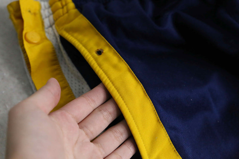 "adidas" navy×yellow side snap track pants