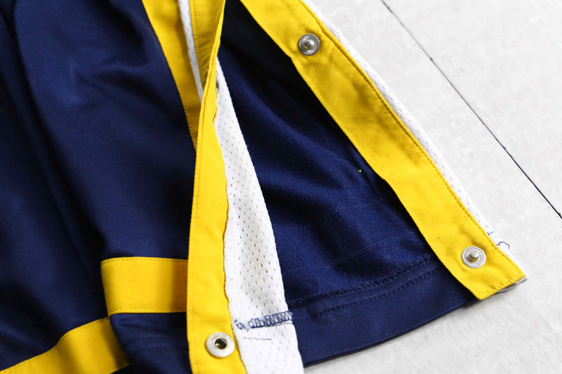 "adidas" navy×yellow side snap track pants