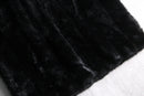 black glossy faux fur stand collar vest