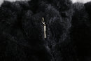 black glossy faux fur stand collar vest
