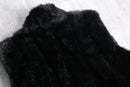 black glossy faux fur stand collar vest