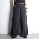 charcoal black wide denim pants