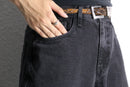 charcoal black wide denim pants