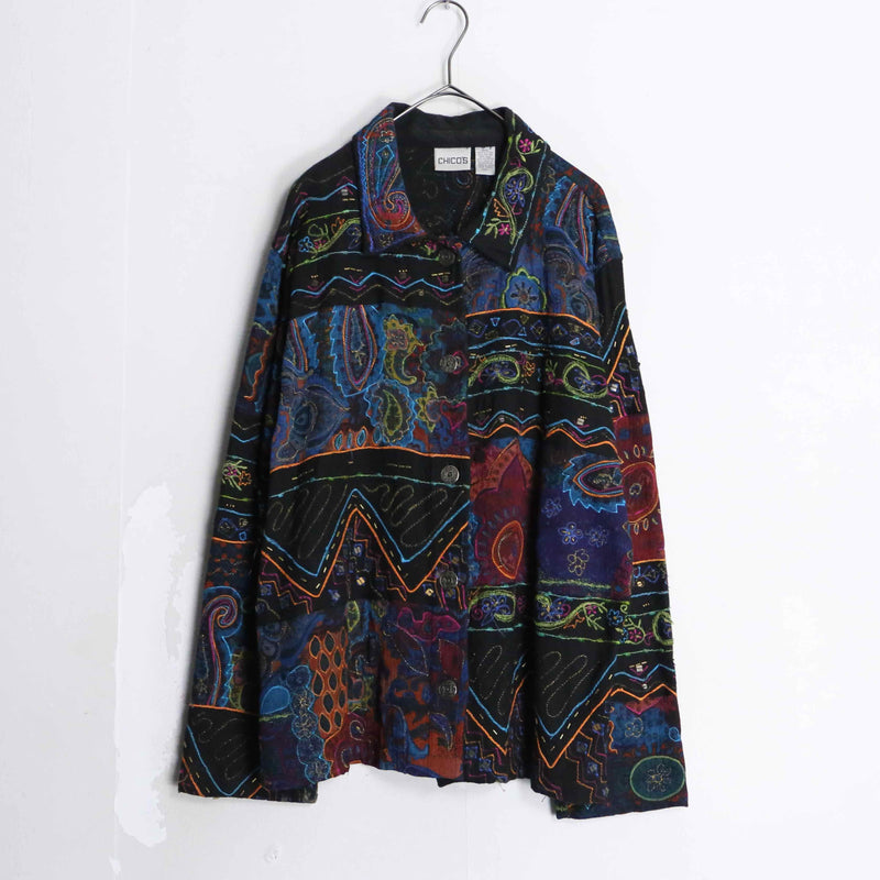 ”CHICO’S” dark tone total pattern stats jacket