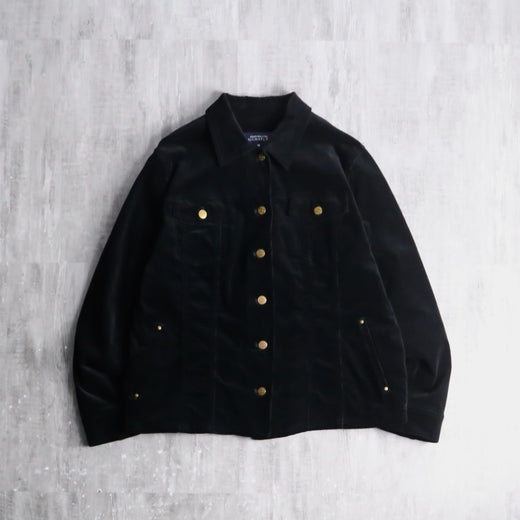matte black velour tracker jacket