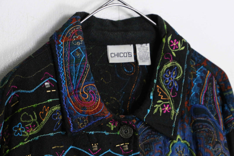 ”CHICO’S” dark tone total pattern stats jacket