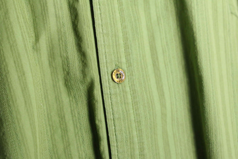 "GIRBAUD" lime green woven stripe pattern cotton shirt
