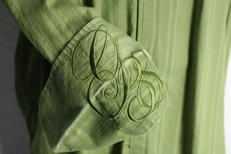 "GIRBAUD" lime green woven stripe pattern cotton shirt