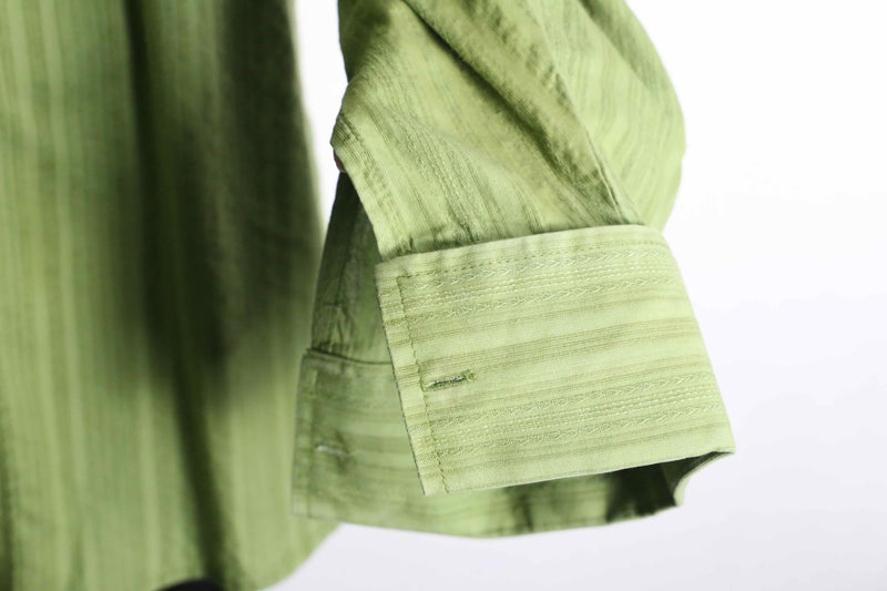 "GIRBAUD" lime green woven stripe pattern cotton shirt