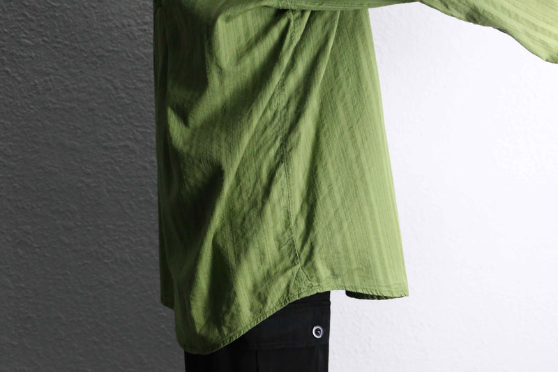 "GIRBAUD" lime green woven stripe pattern cotton shirt
