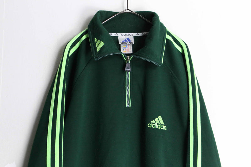 90's "adidas" green color half zip track jacket