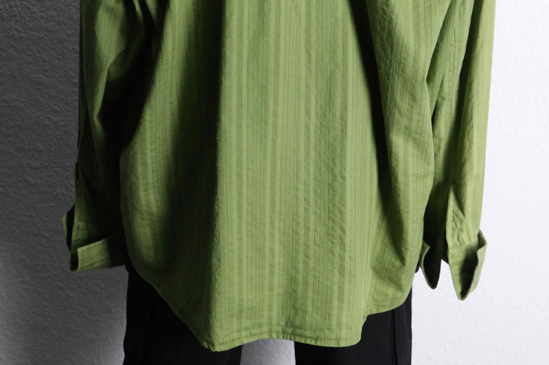 "GIRBAUD" lime green woven stripe pattern cotton shirt