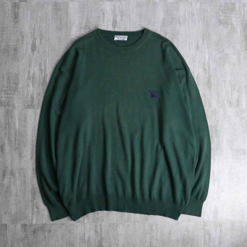 90s "Burberrys" green cotton knit