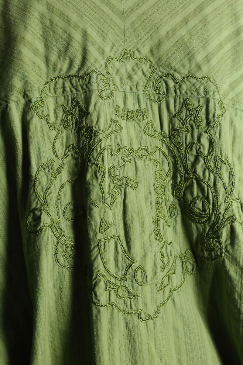"GIRBAUD" lime green woven stripe pattern cotton shirt