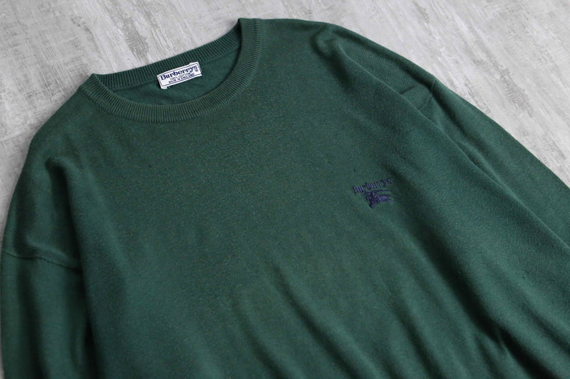 90s "Burberrys" green cotton knit