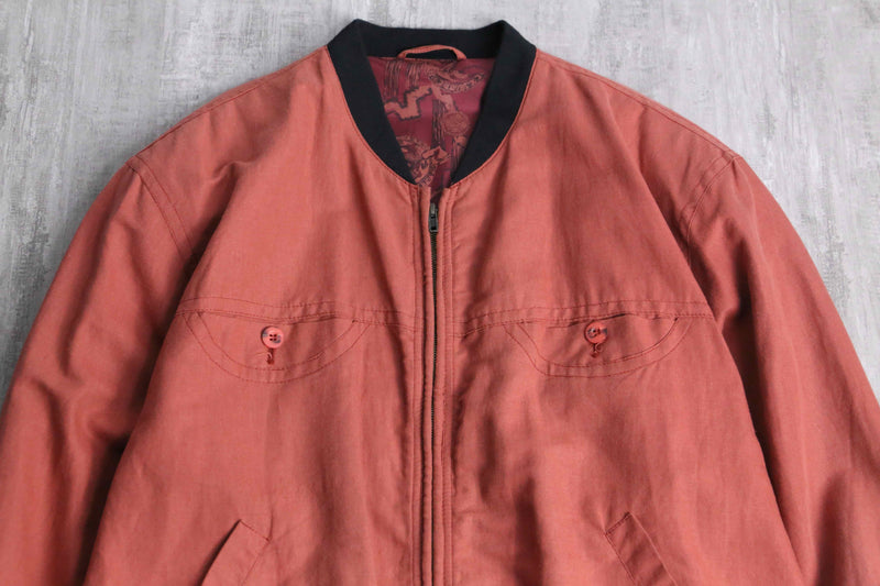 linen cotton pink orange blouson