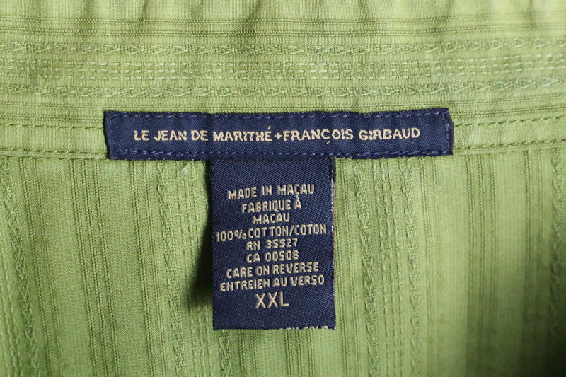 "GIRBAUD" lime green woven stripe pattern cotton shirt