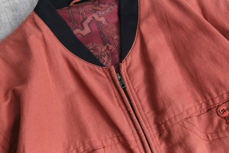 linen cotton pink orange blouson