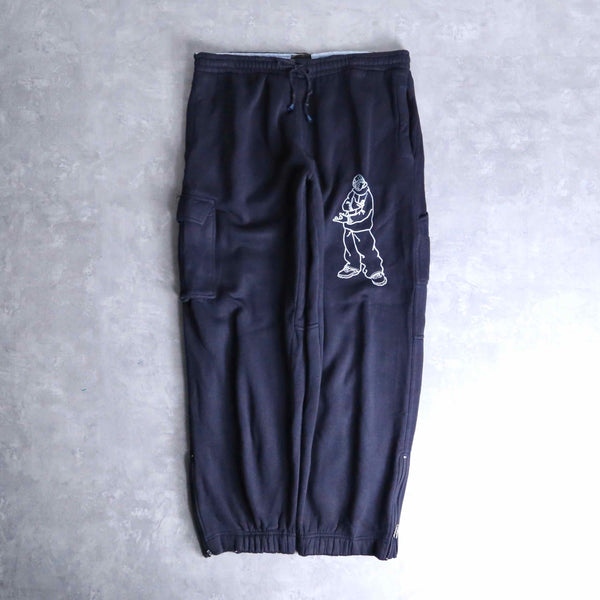 rapper emb cargo&painter detail sweat pants