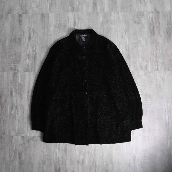 1990s rayon poly sheer×velour shirt