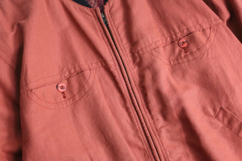 linen cotton pink orange blouson