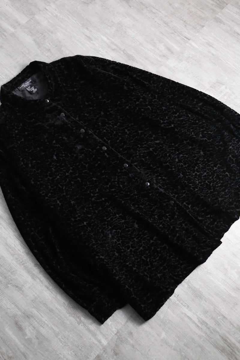 1990s rayon poly sheer×velour shirt