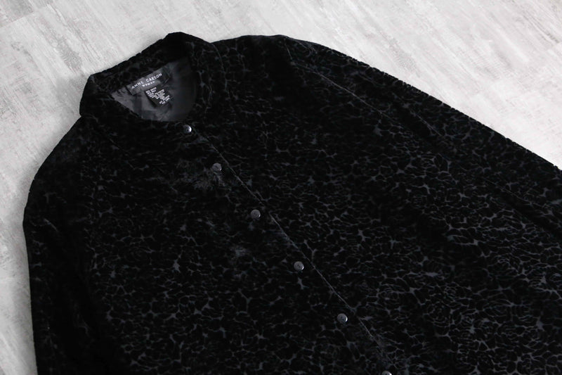 1990s rayon poly sheer×velour shirt