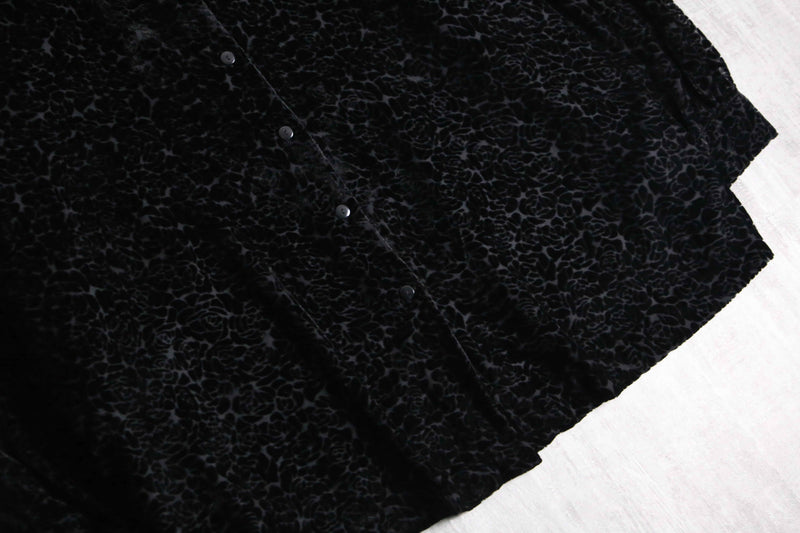 1990s rayon poly sheer×velour shirt