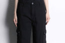 black straight gimmick cargo pants