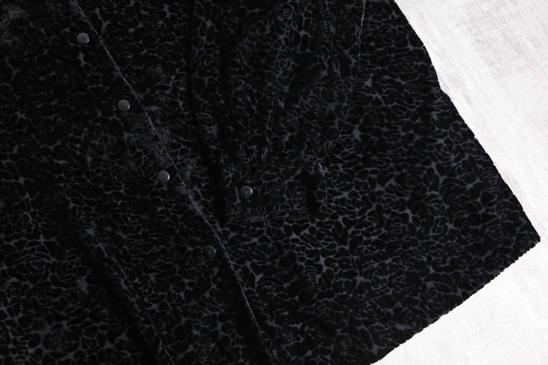 1990s rayon poly sheer×velour shirt