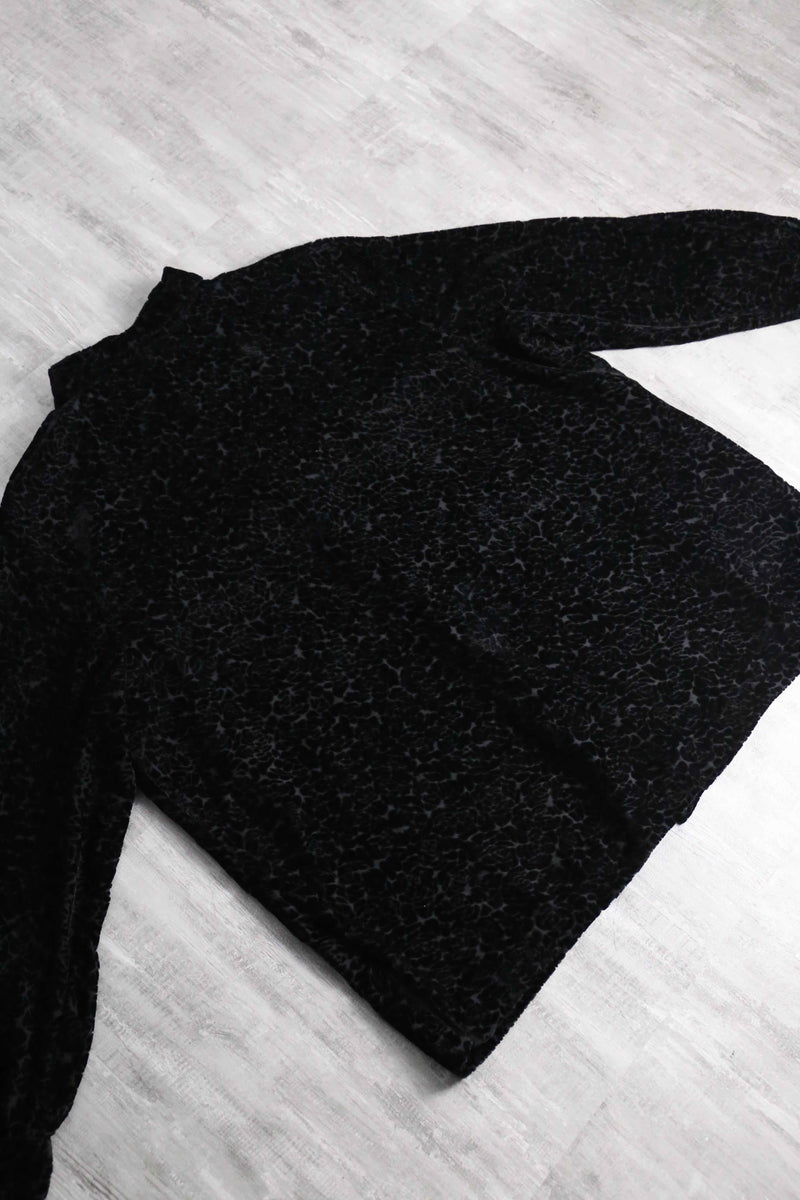 1990s rayon poly sheer×velour shirt